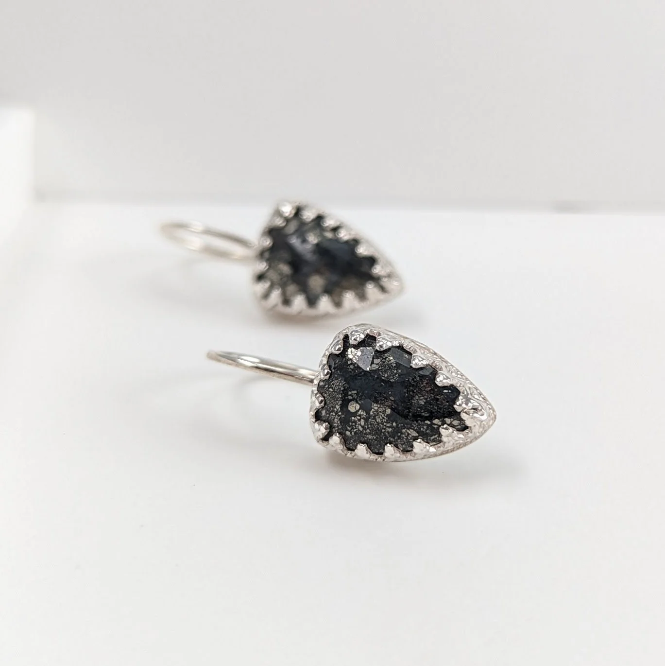 Marcasite drop earrings with decorative setting