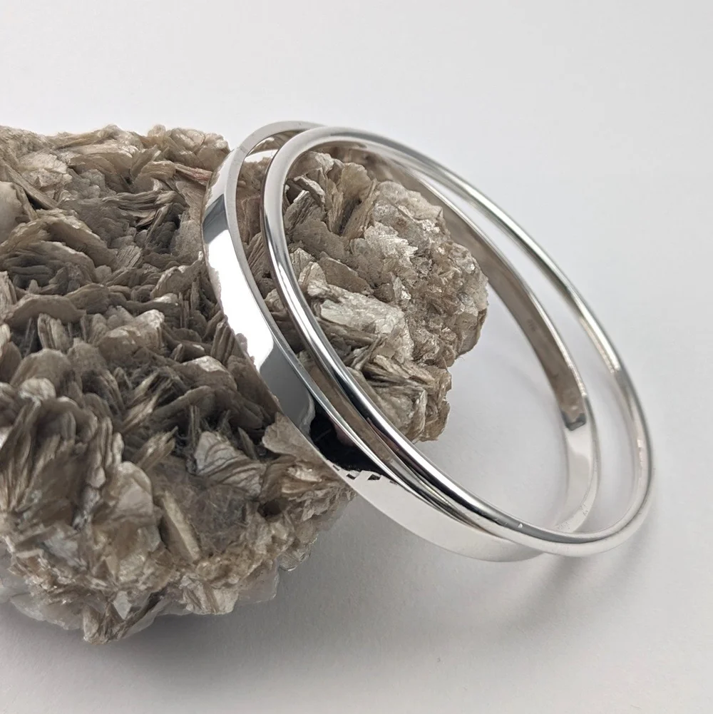 Flat sterling silver handmade bangle — Georgina Dunn Jewellery