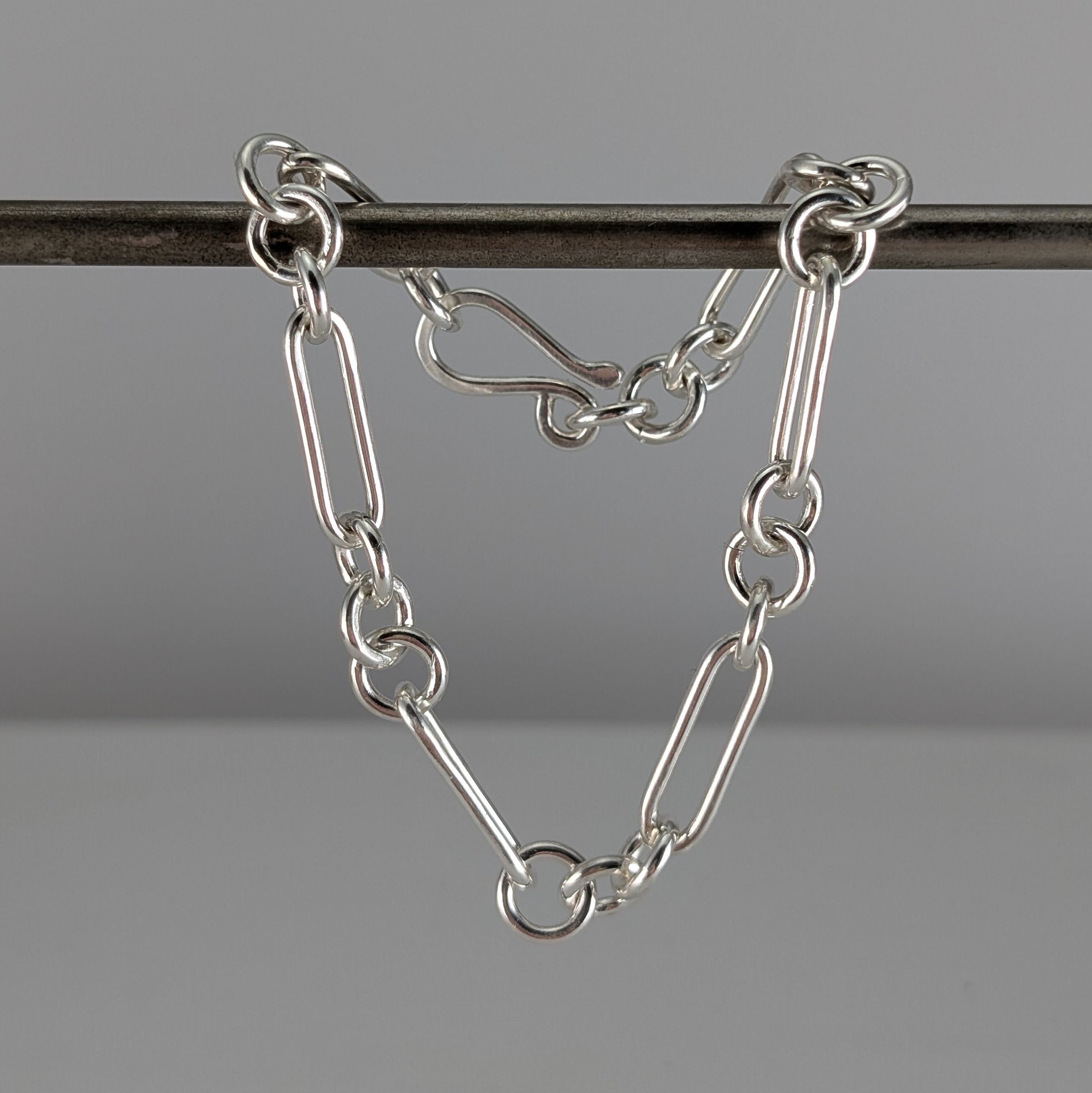 Paperclip Figaro Bracelet with three jump rings