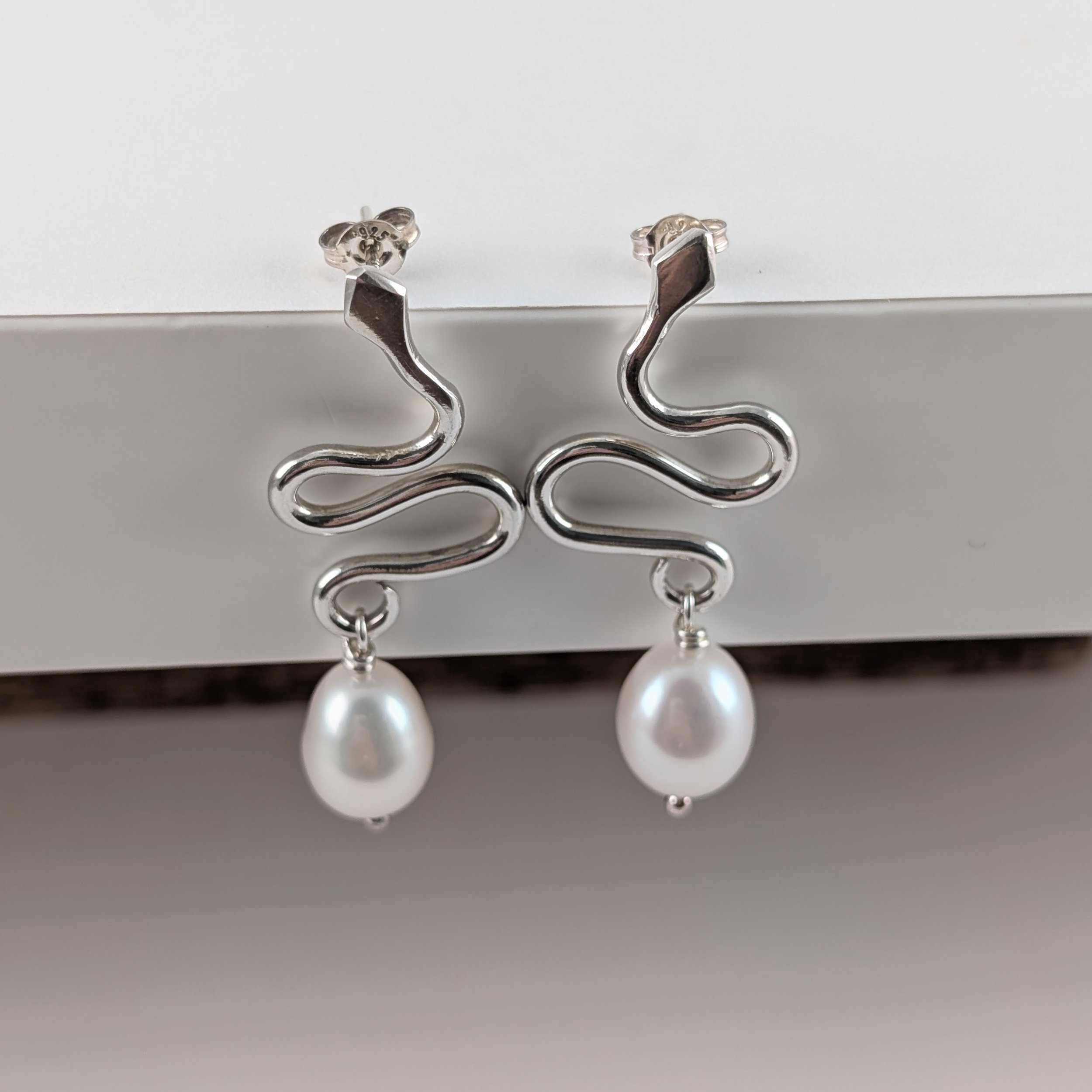 Snake stud earrings optional baroque pearls