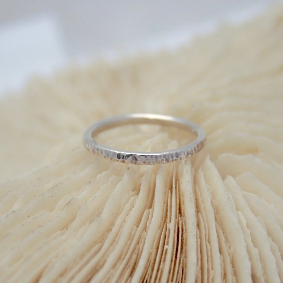Thin hammered ring sterling silver handmade textured
