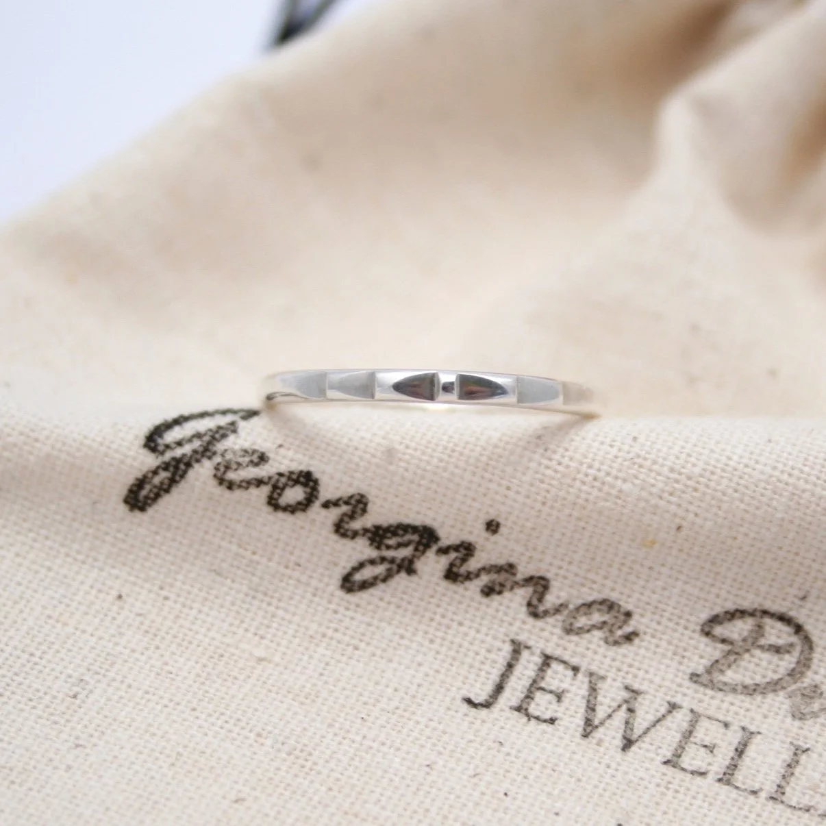 georgina dunn jewellery thin stacking ring triangle cut