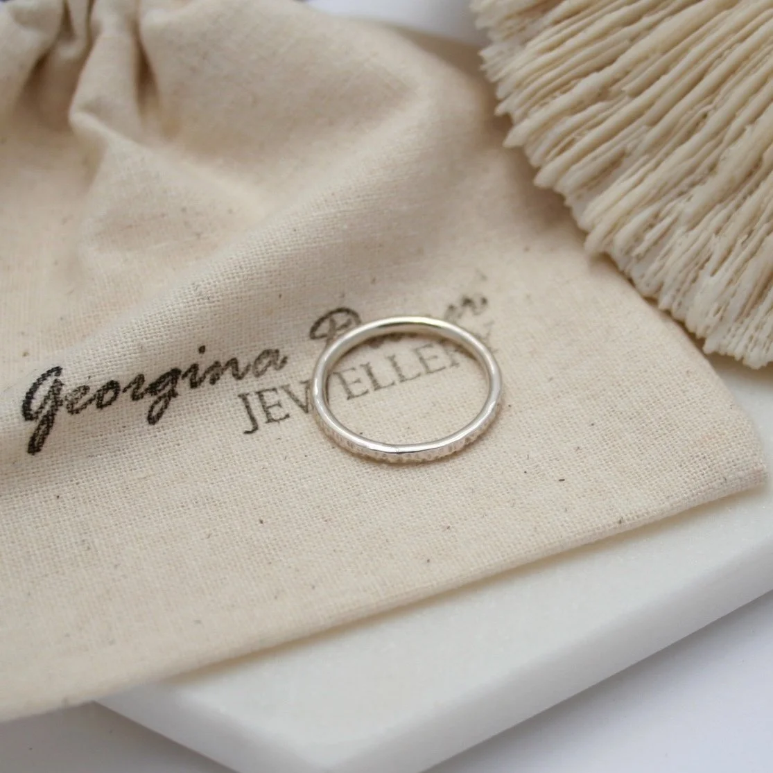 hammered textured thin ring sterling silver