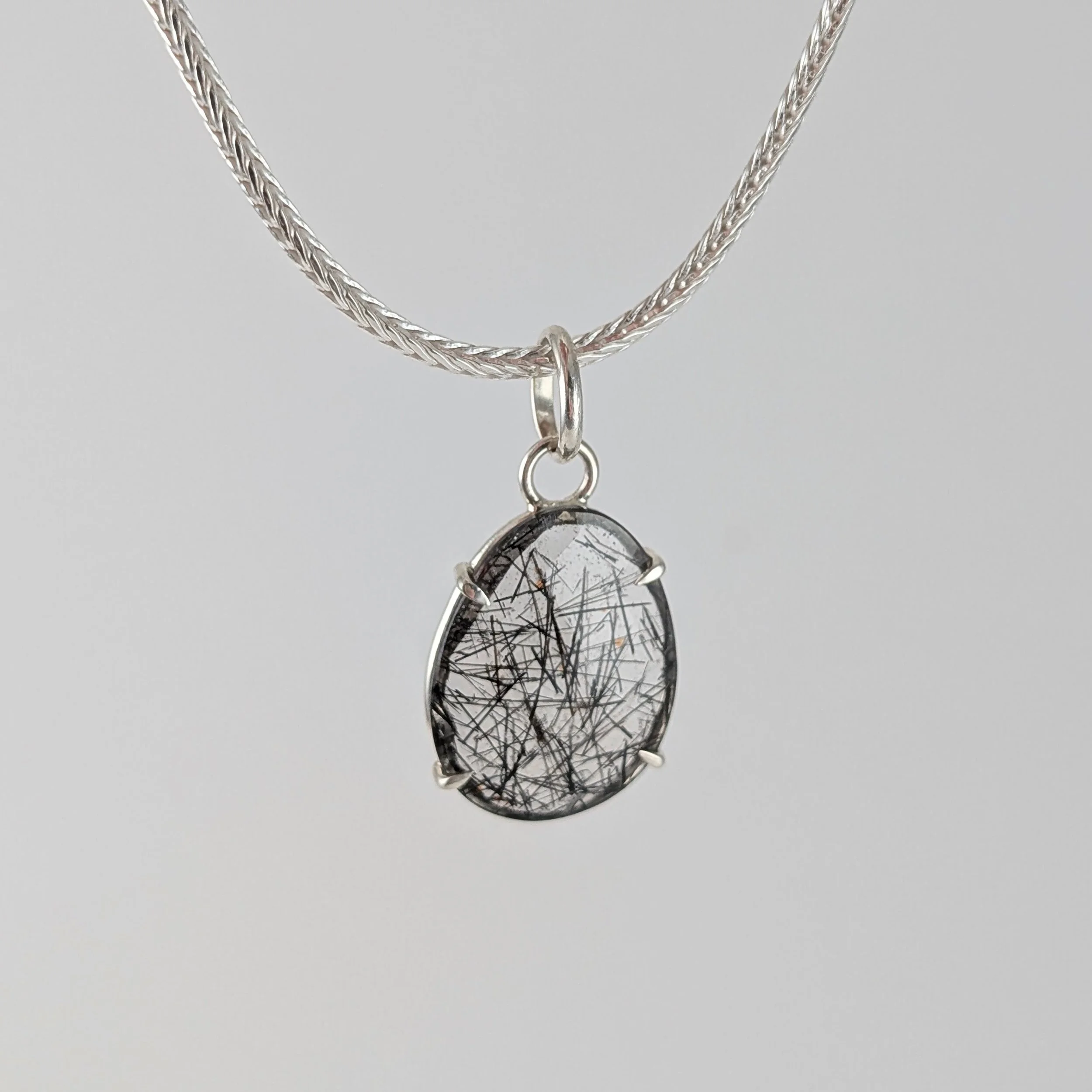 Black rutile quartz pendant