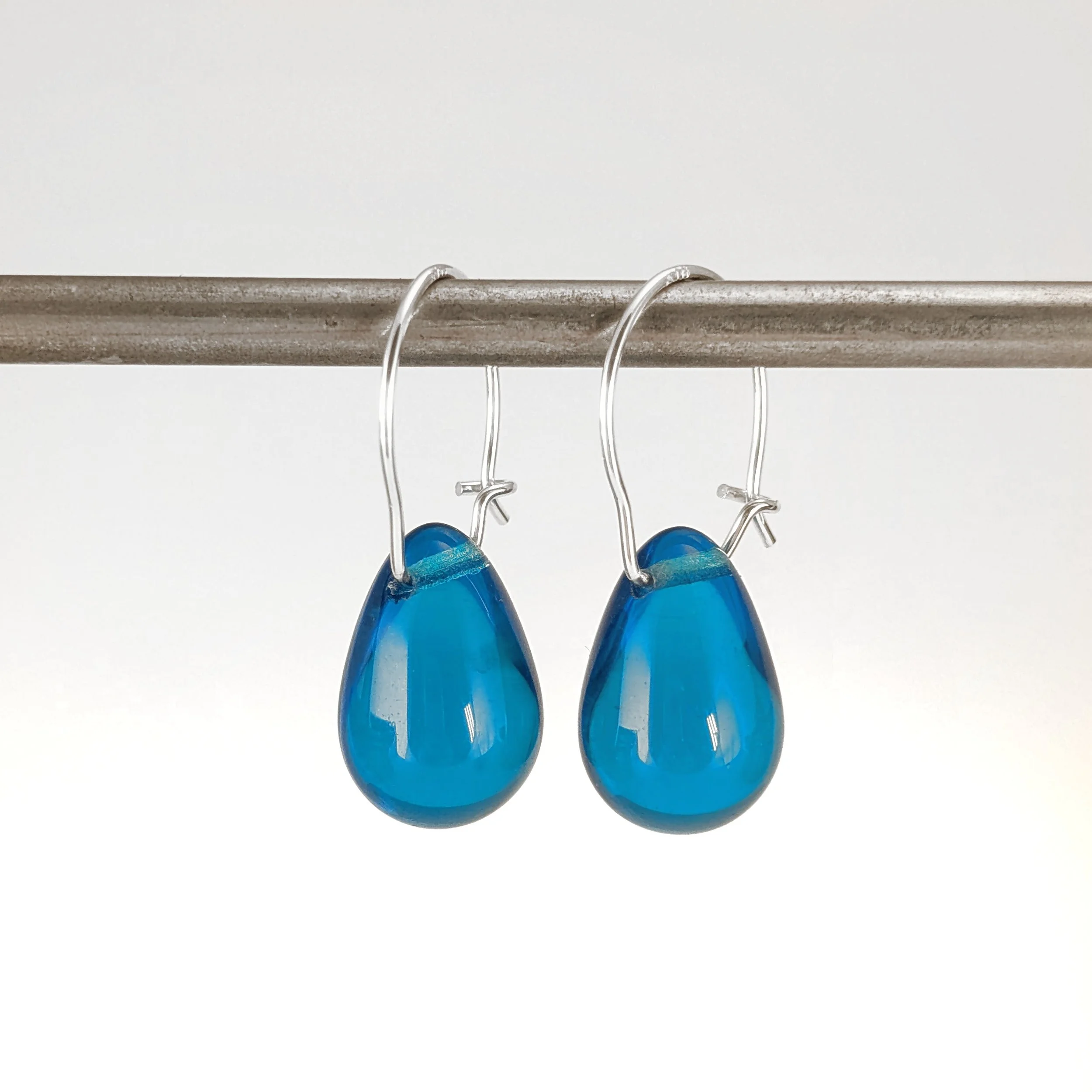 Capri blue glass teardrop earrings