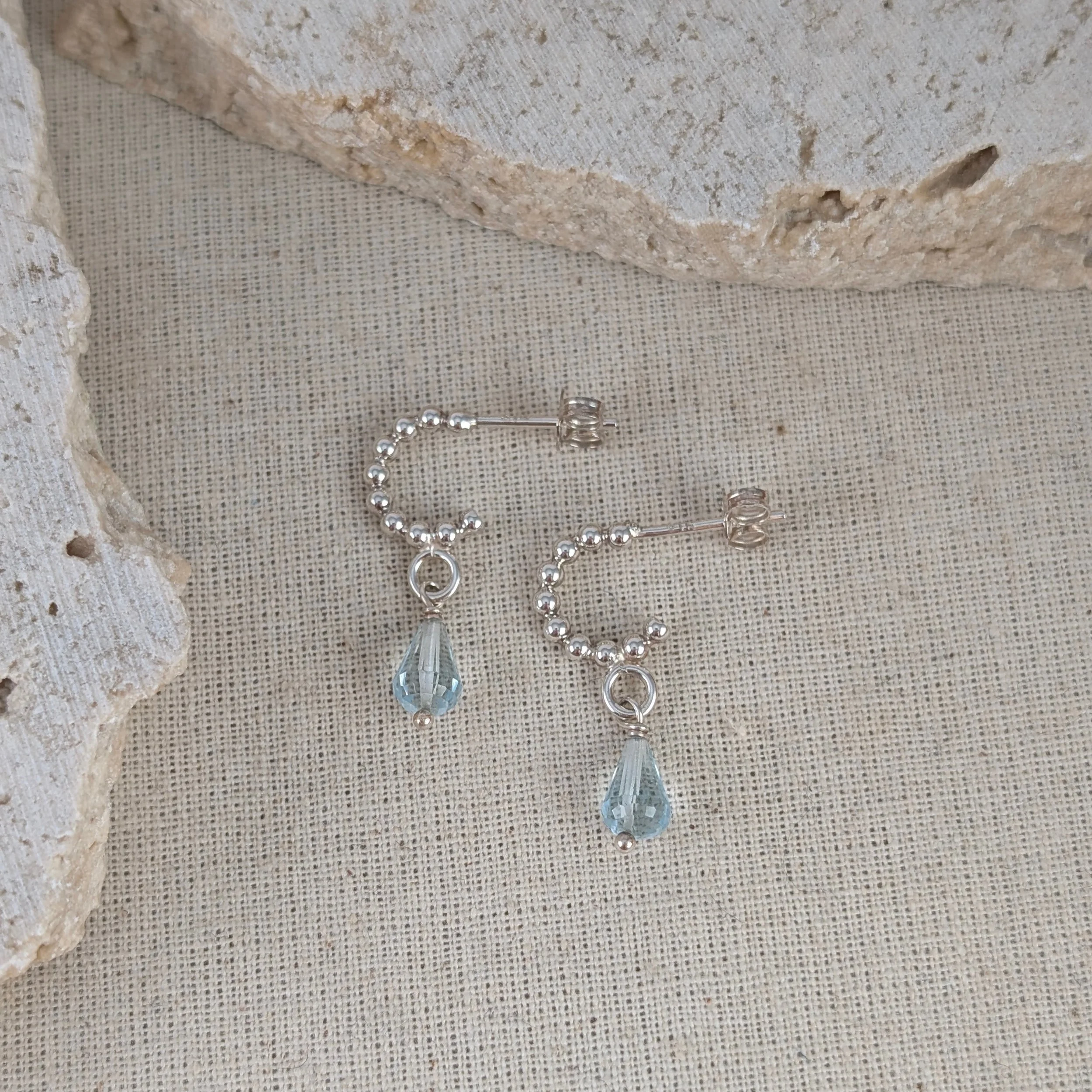 Tiny beaded hoops with aquamarine v1.jpg