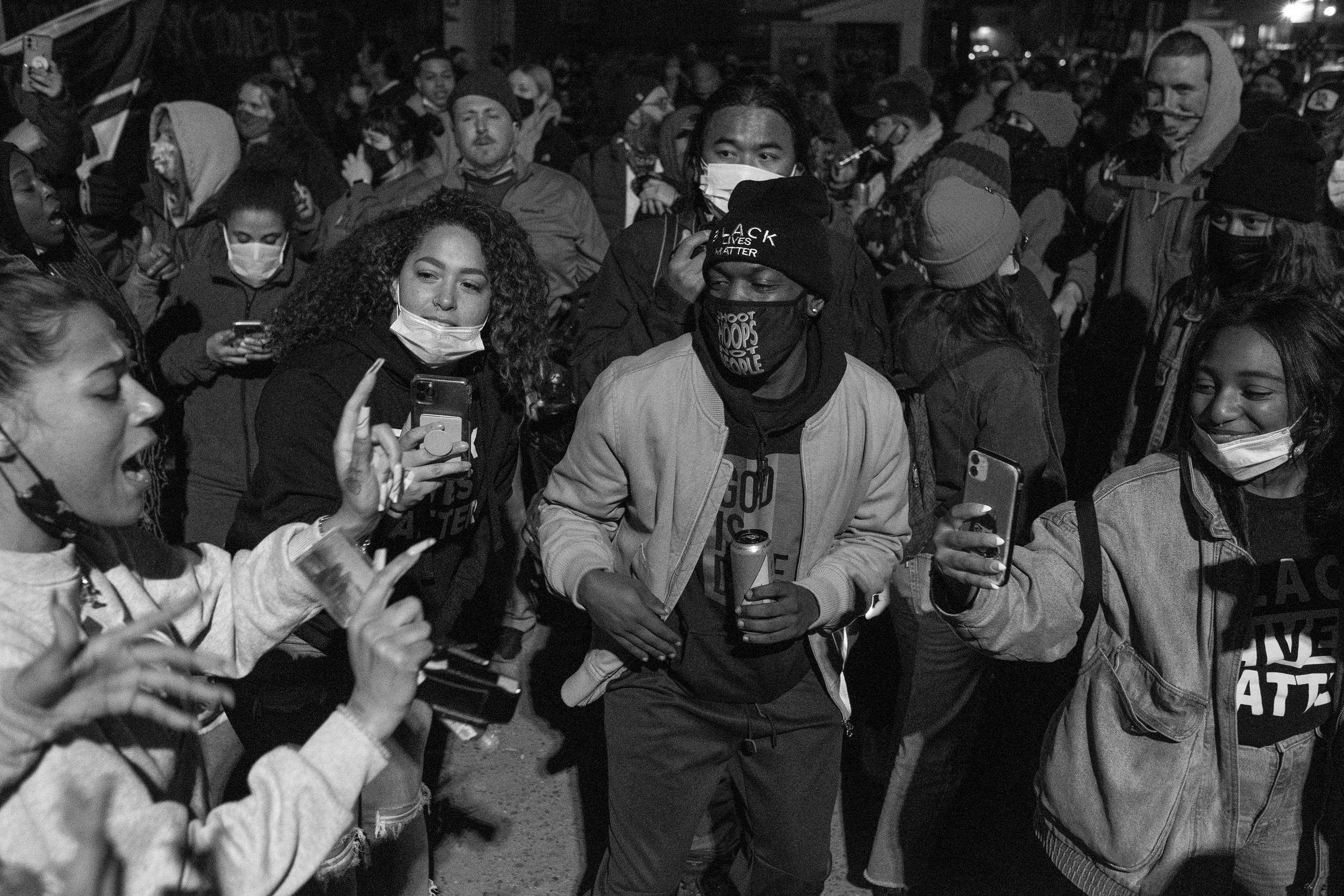  After the guilty verdict was announced in Minnesota’s trial against former Minneapolis police officer Derek Chauvin, community members dance together in celebration in the unofficial autonomous zone known as George Floyd Square on Tuesday, April 20t