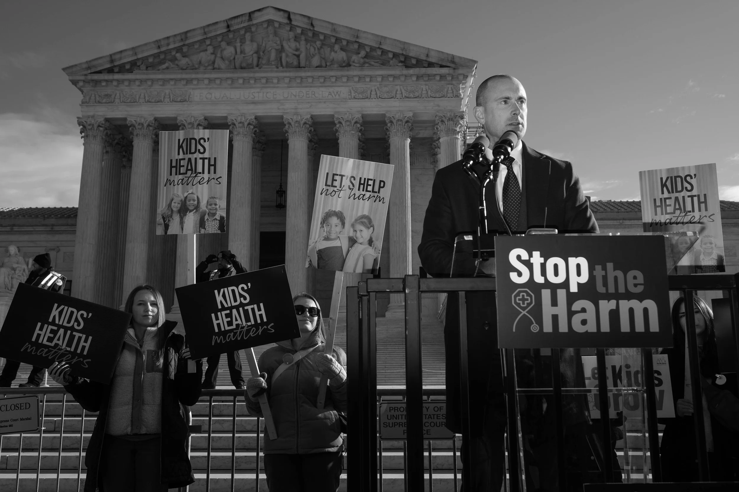  Chris Elston speaks outside of the U.S. Supreme Court in Washington D.C. on Wednesday, December 4th, 2024. Elston, who also calls himself “Billboard Chris” has traveled throughout the U.S., Canada and Europe to protest gender-affirming care for tran