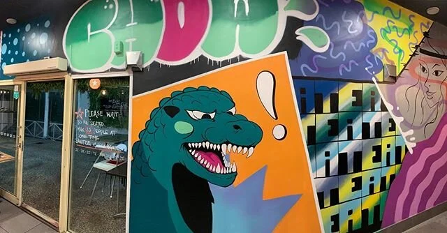 Done. 
@cafferepublic .
.
.
.
.
.
.
.
#mural #muralart #onetakecans #illustrator #illustration #godzilla #brisbane #artist #papers #paperyachtclub