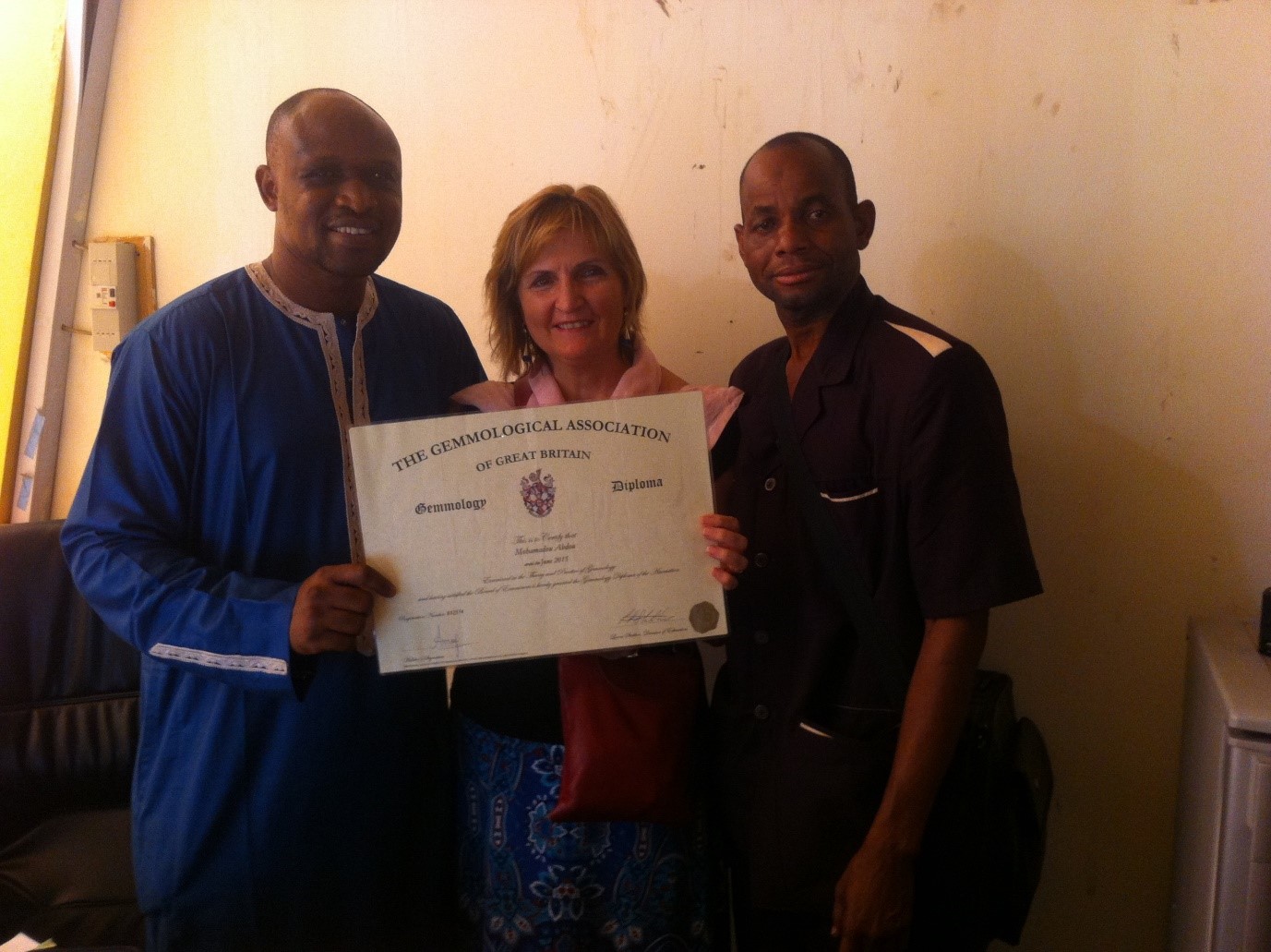 Gem A trained Mohamadou Abou and Agadez Ministry of Mines officer, Mali Batoure, with Lynda Lawson in Niamey 2017.