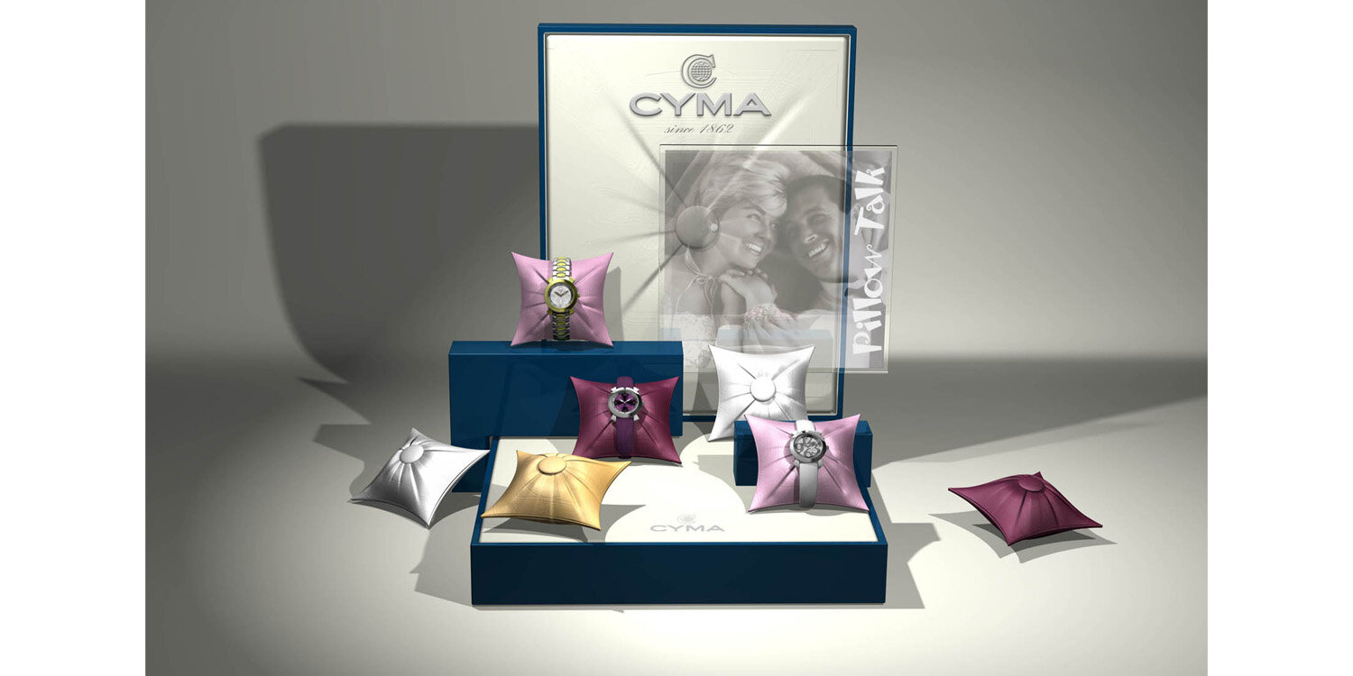 plv pos materiel cyma montre dame design