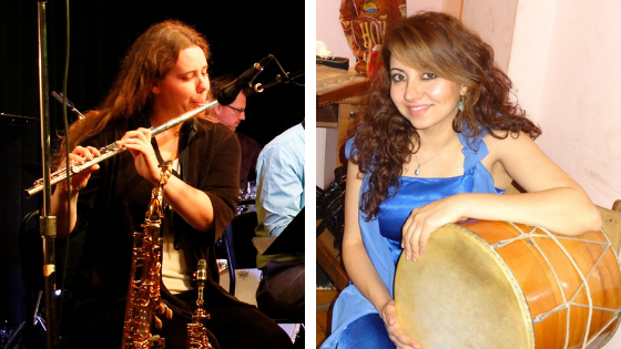 Monica started with clarinet, got a Bachelor’s degree in flute, and fell in love with tenor saxophone. Marina plays ethnic percussion and sings, but fell in love with violin.