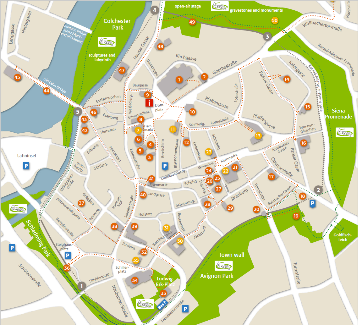 Map from the Wetzlar tourist information brochure, linked here .