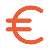 Orange outline of the euro currency symbol (€).