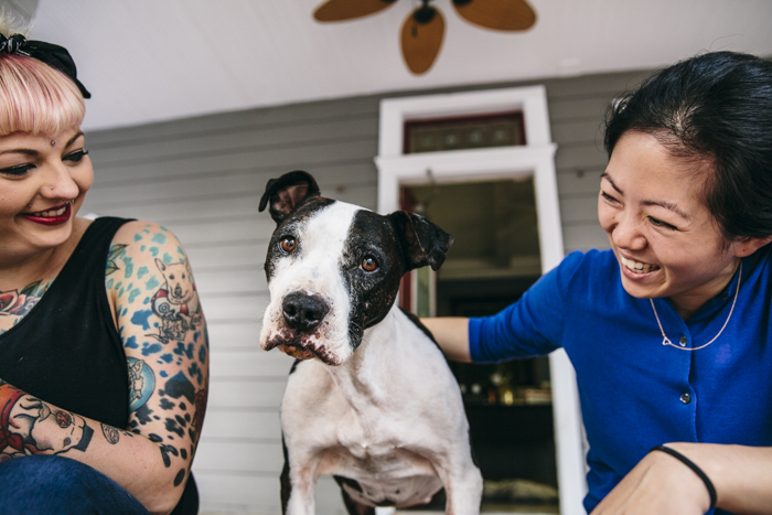 Natalie, Bitty's trainer, with Bitty & Catherine