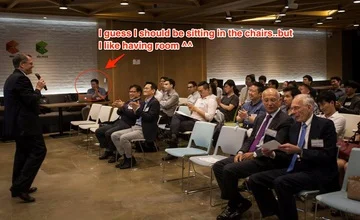 Here's an "action shot" of me on my computer as the speakers spoke.