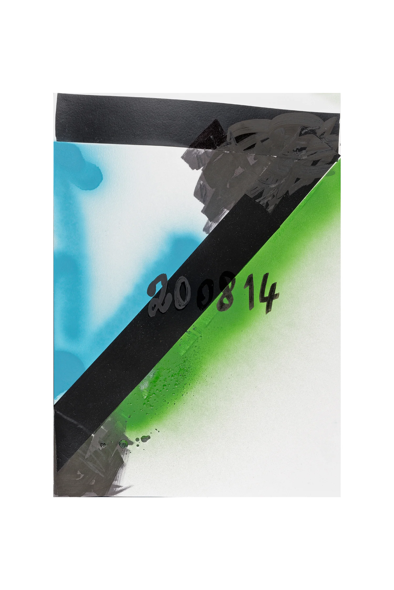 20 08 2014 Border Notes 41.09 X 29.06 CM Marqueur peinture posca, bombe de peinture, ruban adhésif vinyle noir Photo : Aurelien Mole