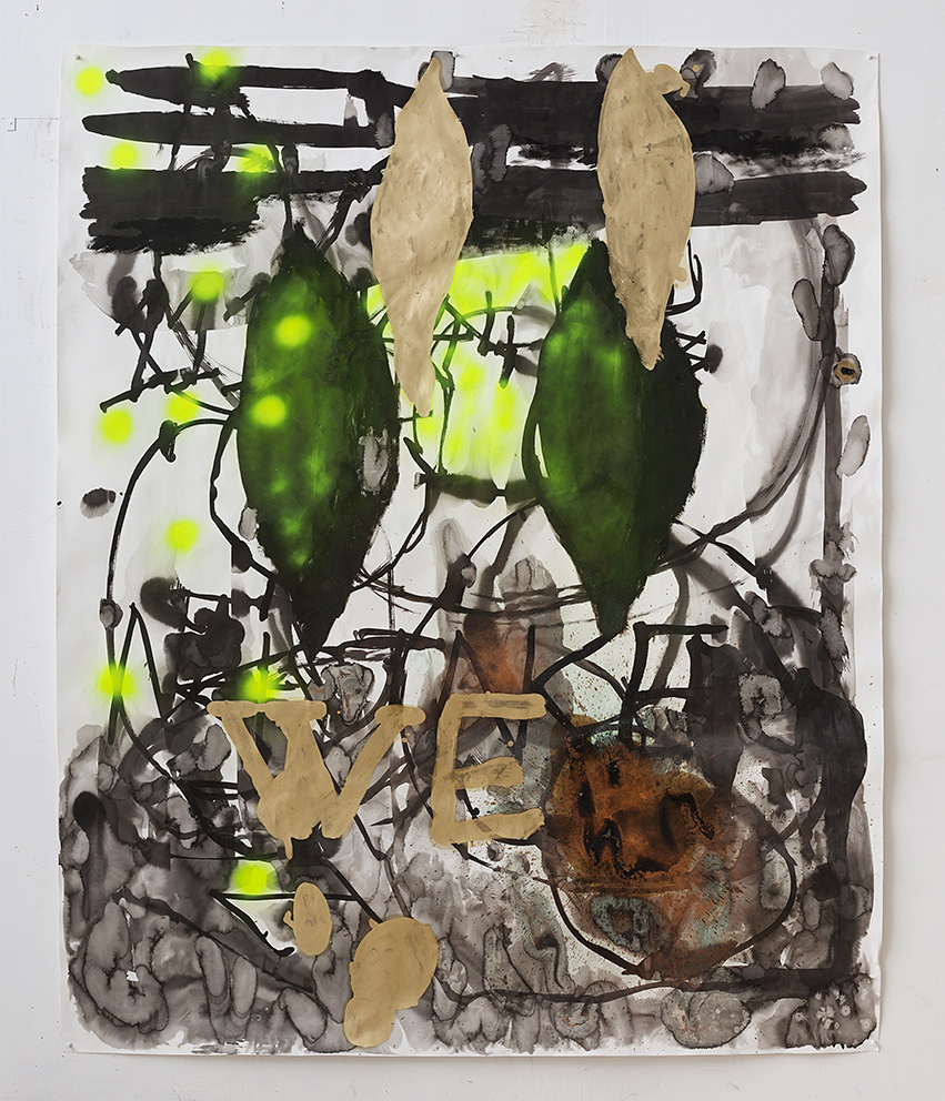 WE 2016 | Approx. 220 X 125 CM Fabriano paper 200 Gr, copper, oil, water, black indian ink, spray-paint Photographer: Elad Sarig
