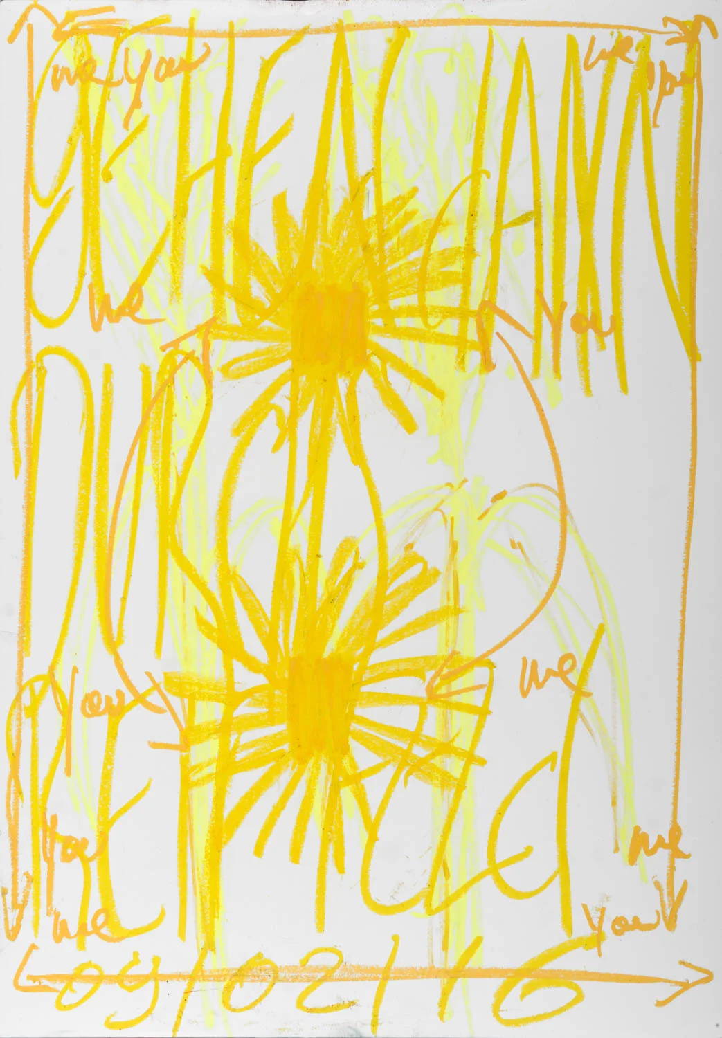 Me You You Me, Sun flowers, sun arrow 09/02/16 Pastels on Nostalgique Hahnemühle paper 59,4 x 84,1cm (A1) - 190g/m² Photographer: Yigal Pardo
