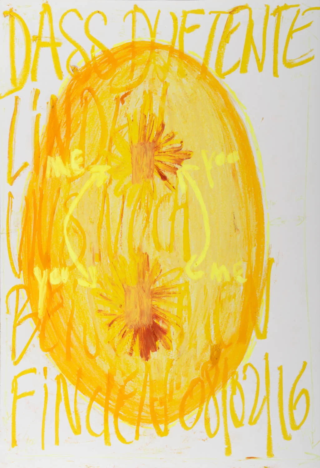 Me You You Me inside flower mirror Dass duftende linden uns noch beisammen finden 08/02/16 Pastels on Nostalgique Hahnemühle paper 59,4 x 84,1cm (A1) - 190g/m² Photographer: Yigal Pardo