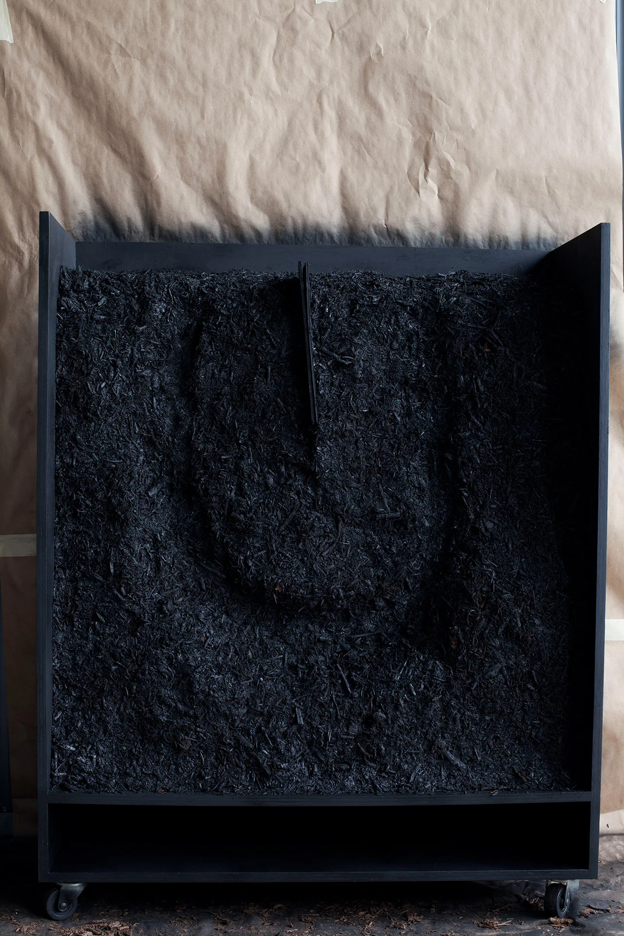 Black Tunnel model, 2013 Box number three: Plywood, Compost, Adhesive, Matte Black Spray Paint MANA studio, NJ Photographer: Amina Hasen 