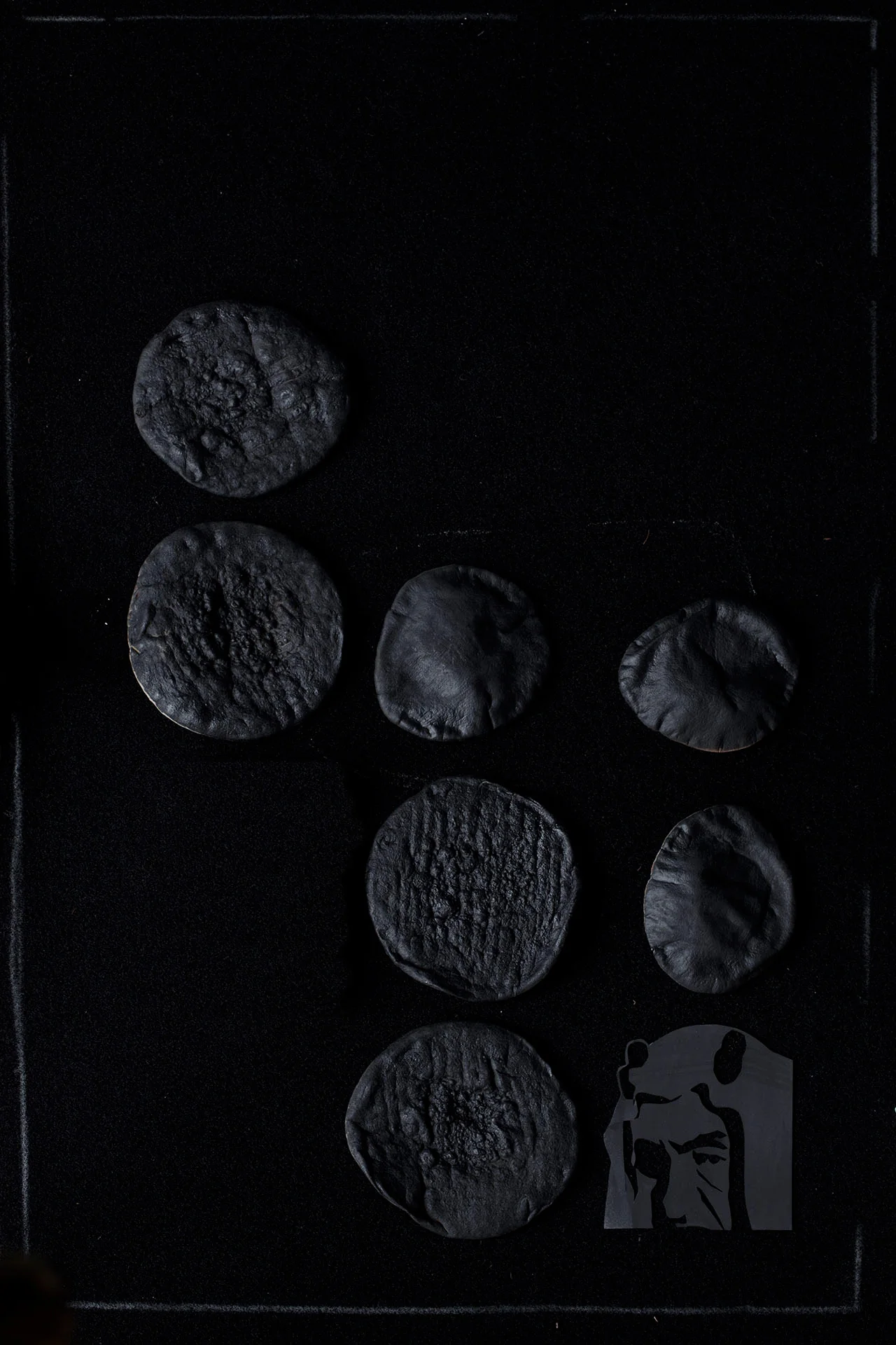 Picture. 06: 'Faisal-Moshe' and 7 pittas with their black sides facing upward Impression jet d'encre sur Harman - Coton, 48 x 32.9 cm
