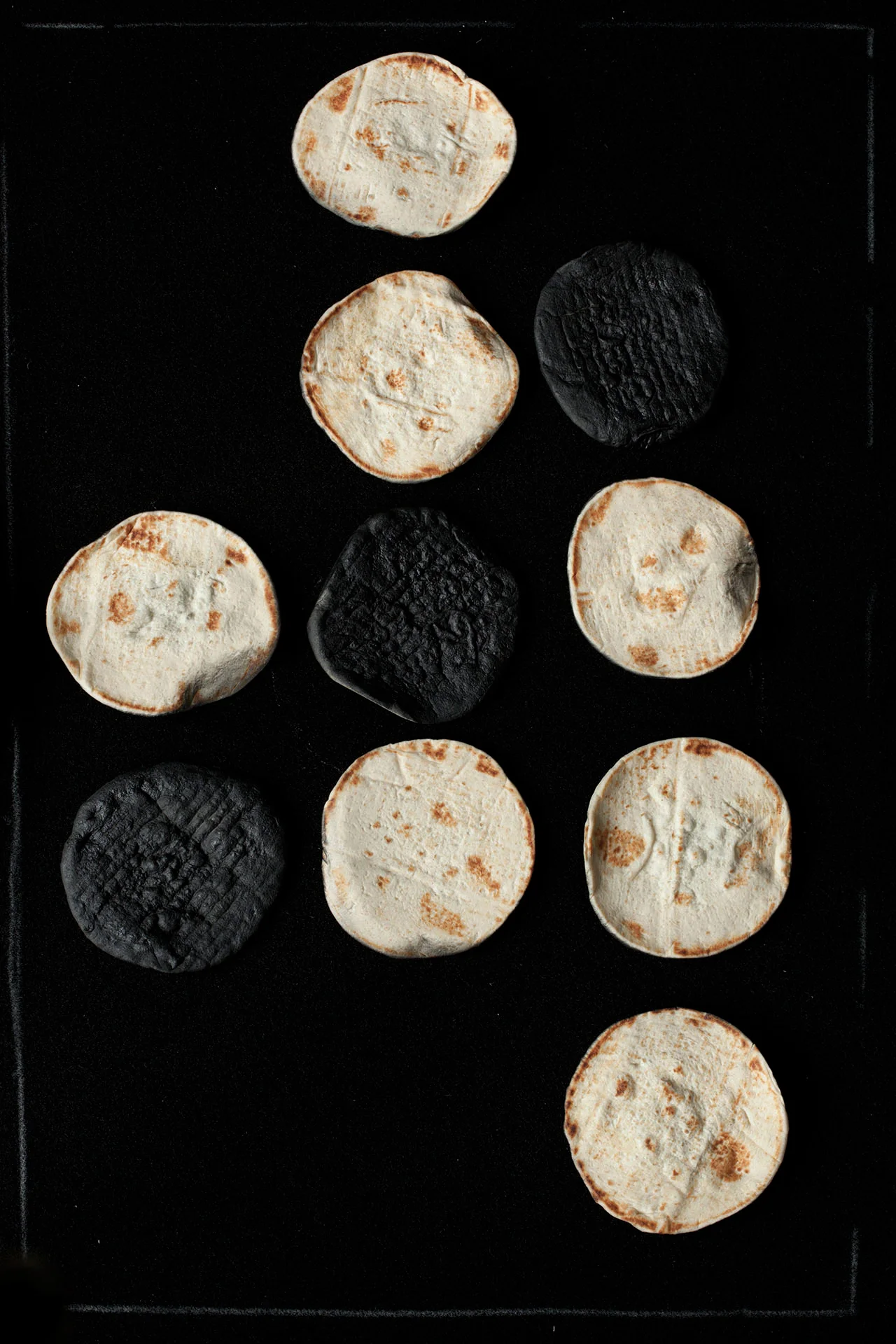 Picture. 09: 7 pittas with their natural sides facing upward, compared with 3 pittas with their black sides facing upward Impression jet d'encre sur Harman - Coton, 48 x 32,9 cm