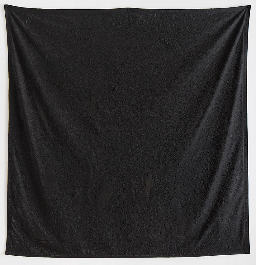 Surface sun, 2013-14 Technique : Primer 106, Mastic 244, Carbon Black Acrylic, About 7 months outsid : sun, rain, wind, dust, cold and Khamsin. Size : 200 X 200 CM Private collection Tel Aviv. Photographer: Elad Sarig