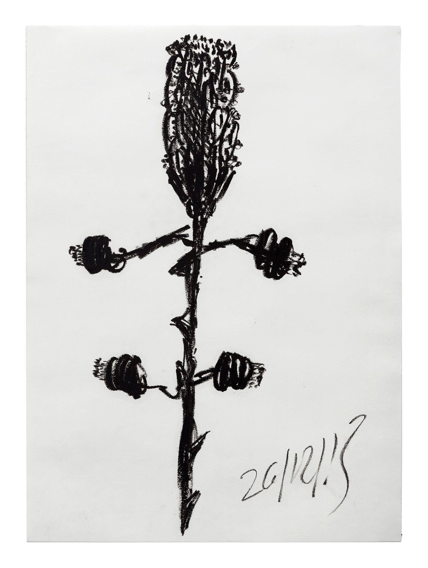 Fleurs / After War. Blind Spot / Tel Aviv, 2015-2016 Pastel à l’huile sur papier Fabriano 90 g, 42 x 59.4 cm Dans chaque fleur sont incrustés 2 taches de Blind Spot qui symbolisent le balayage mental faisant ainsi allusion à l’amnésie tant physiq