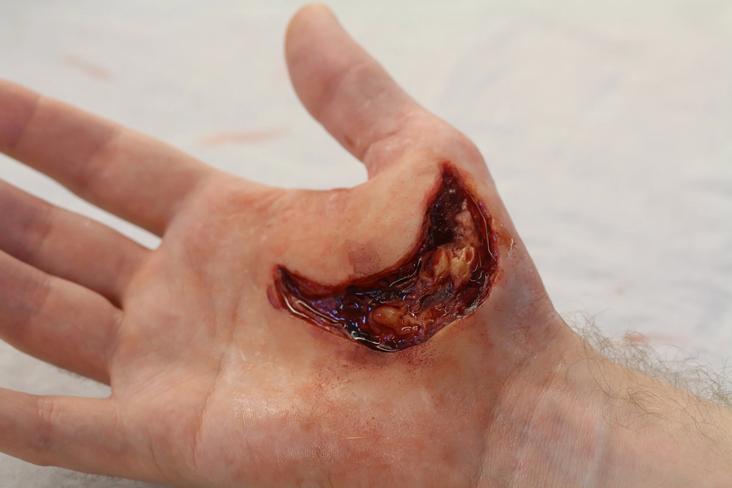 Handmade silicone hand laceration