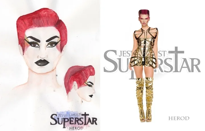 Samantha Reed's Wig and Make-up design with Kathryn Wagner's Costume design for their androgynous take on King Herod.