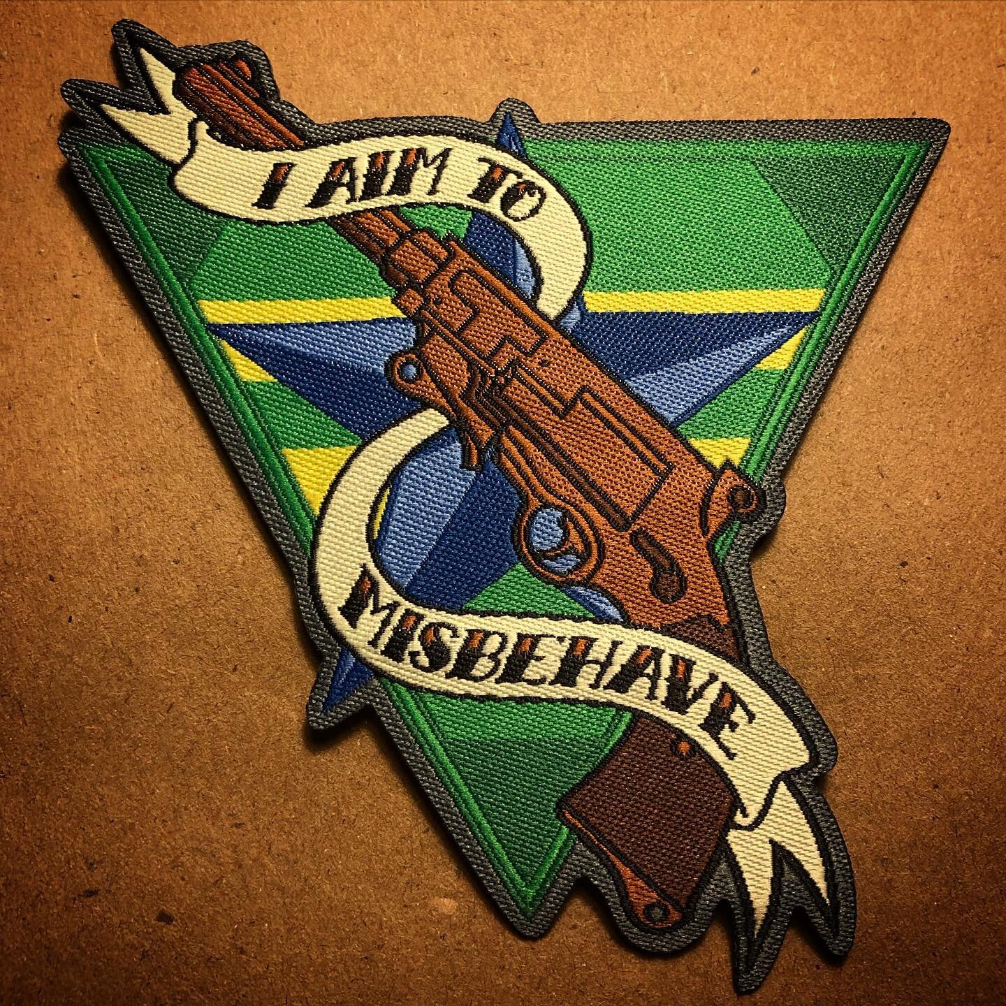 My &ldquo;Aim to Misbehave&rdquo; Firefly-inspired design is now available as a woven patch. Get yours now from my ETSY shop; link in bio. #firefly #serenity #browncoats #iaimtomisbehave #aimtomisbehave #captainmalcolmreynolds