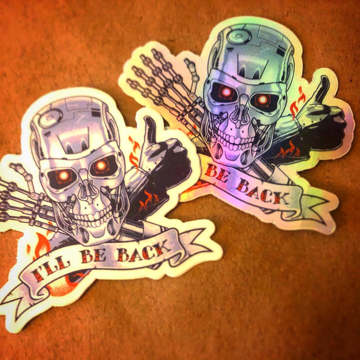 &ldquo;I&rsquo;ll Be Back&rdquo; is now available as a sticker in both regular and &ldquo;holographic&rdquo; versions. Take advantage of my Sticker Sale over in my ETSY shop: https://www.etsy.com/shop/SDerbyIllustration?ref=seller-platform-mcnav