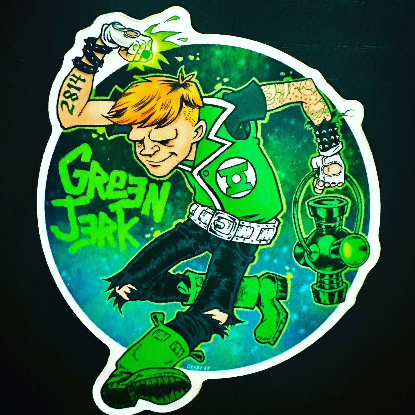My "Green Jerk" design is now available as a vinyl sticker. Check out the link in my bio. #Green #Lantern #Punk #CircleJerks #shawnkerri #Stickers #superhero