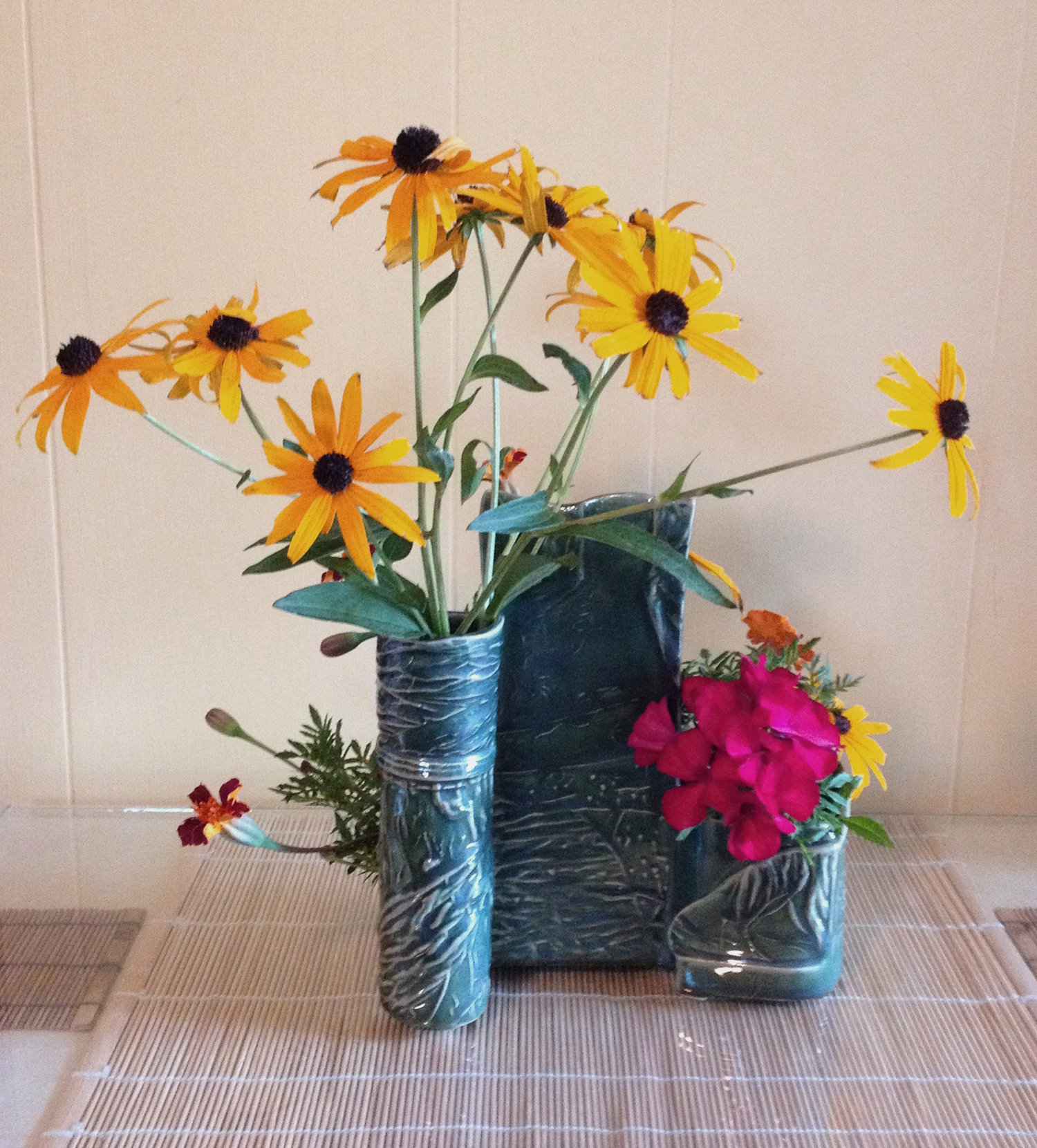 Multi-container Vessel with Flower Arrangement