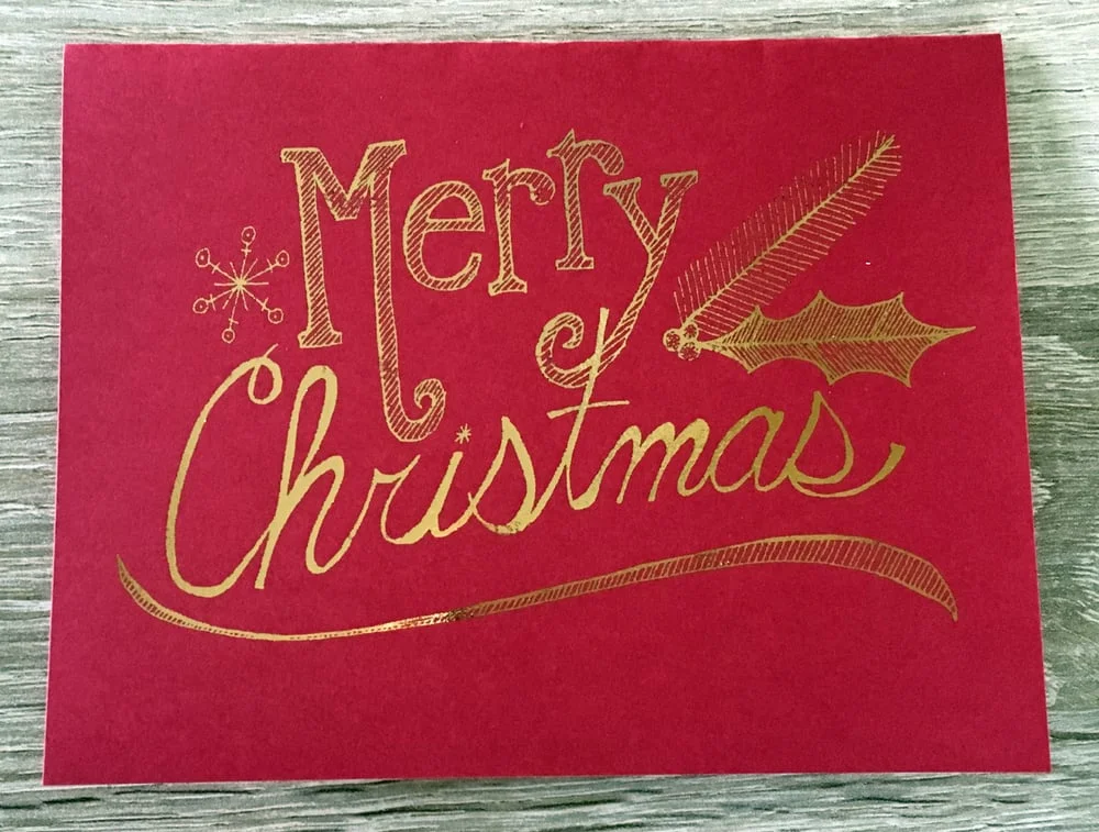 Merry Christmas // Gold Foil on Scarlet