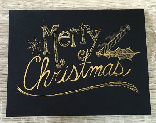 Merry Christmas // Gold Foil on Black