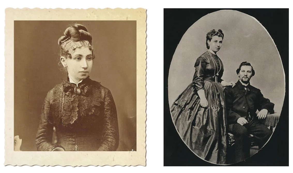 Julia Staab as a young bride (left) and Julia and Abraham Staab early in their marriage. Photos from family collection.