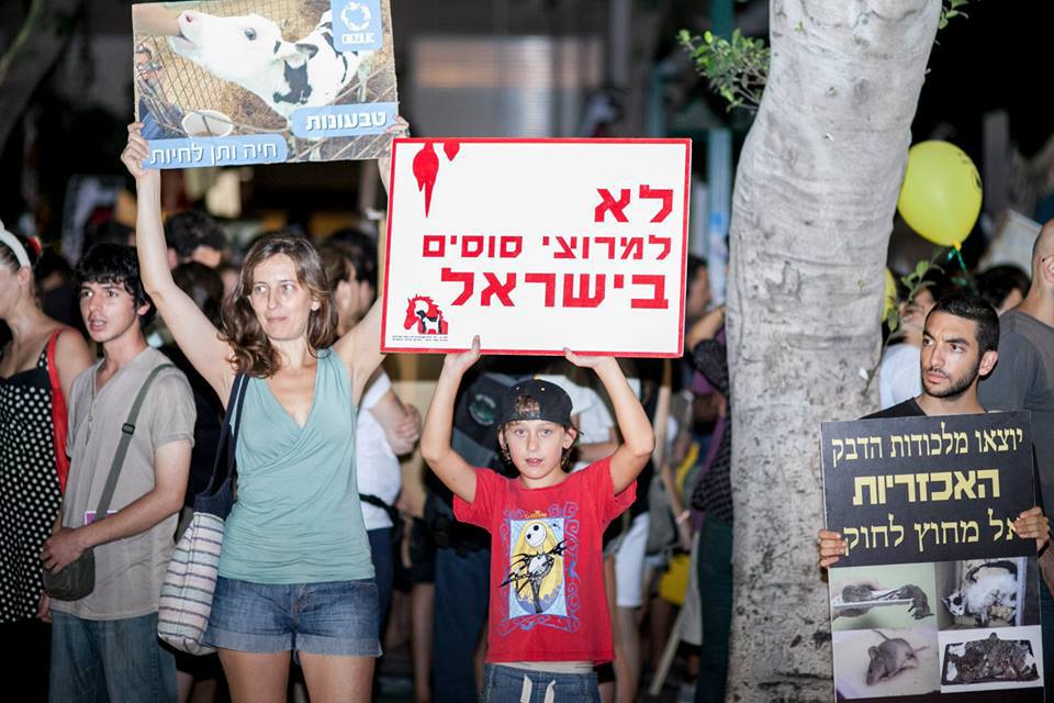  Protesters at the Earthlings - No Longer Blind to Injustice - International March for Animal Liberation in Tel Aviv. 