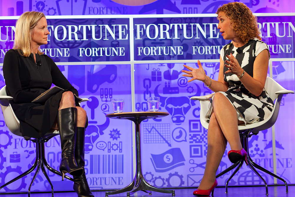 Debbie Wasserman Schultz is interviewed by Kristin van Ogtrop, managing editor of Real Simple, at the Fortune Most Powerful Women Summit in October 2013. Photo by Danuta Otfinowski, via Fortune Live Media, via Flickr.