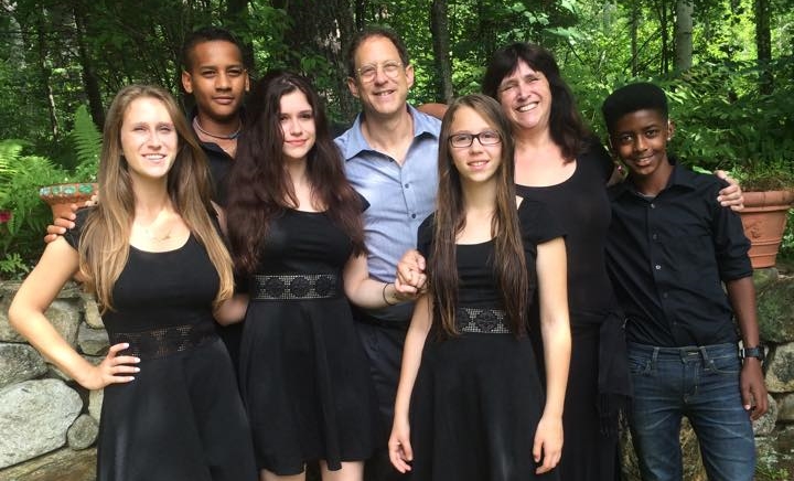 Susan Silverman and husband Yosef Abramowitz surrounded by their children, who range in age from 12 to 22. Their two sons were adopted in Ethiopia. 