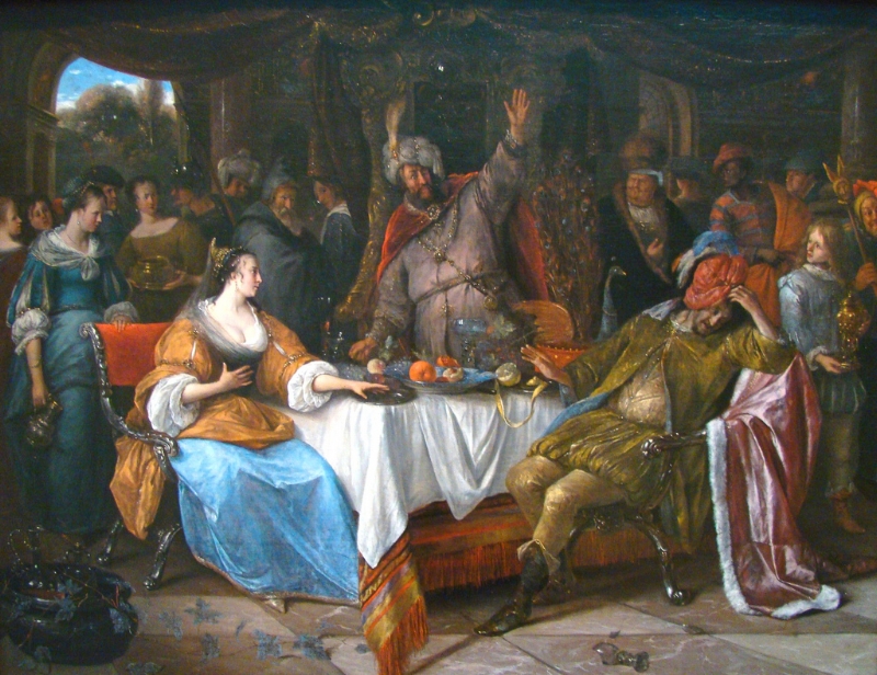 (Image courtesy of Glenn Marsch via Flickr ) Steen, Jan (1668) Esther, Ahasuerus, and Haman