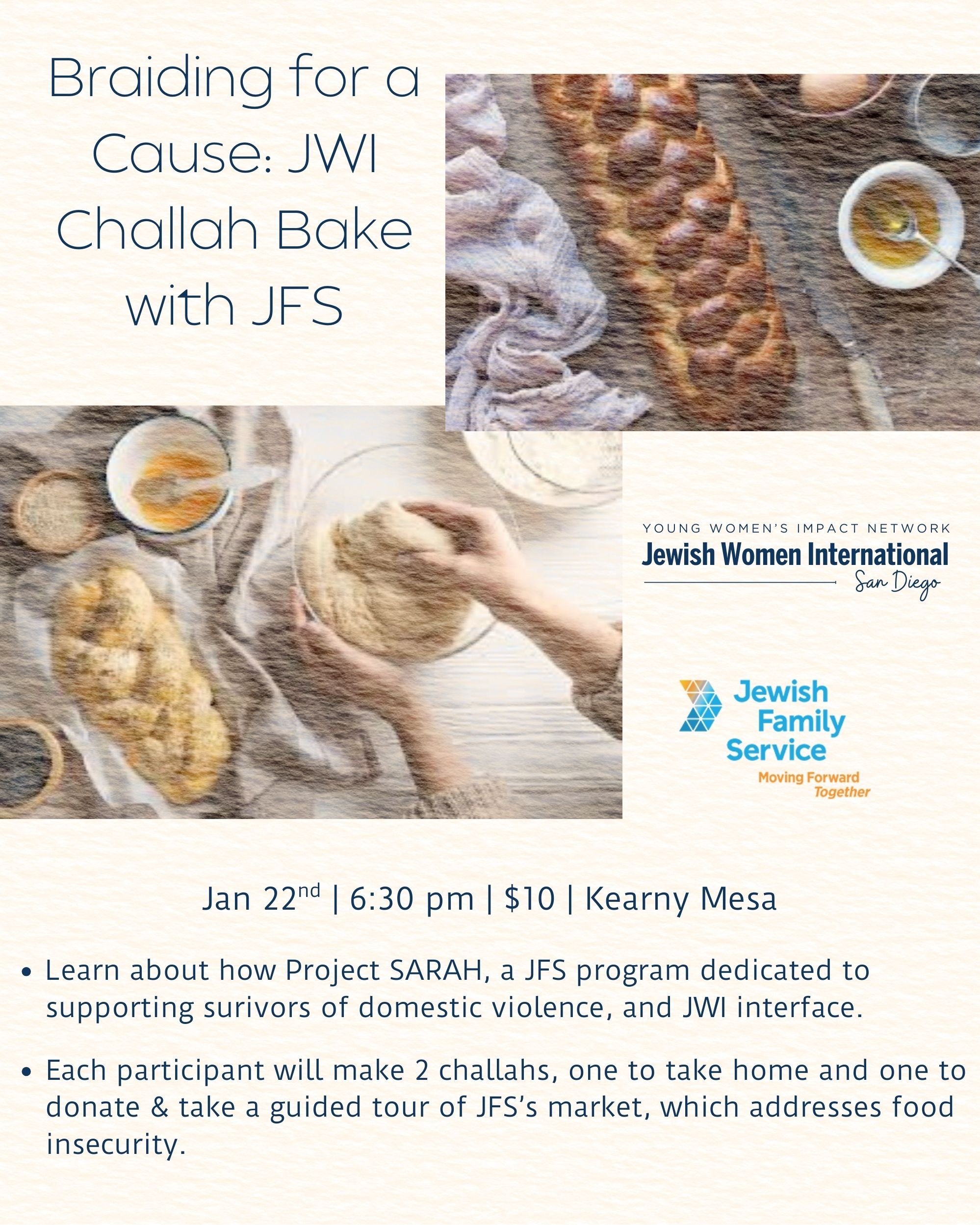 YWIN San Diego: Braiding for a Cause - JWI Challah Bake with JFS