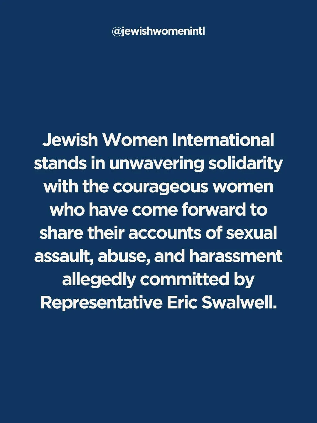 We believe survivors, and we hold them in our hearts.

Read our full statement: jwi.org/newsroom