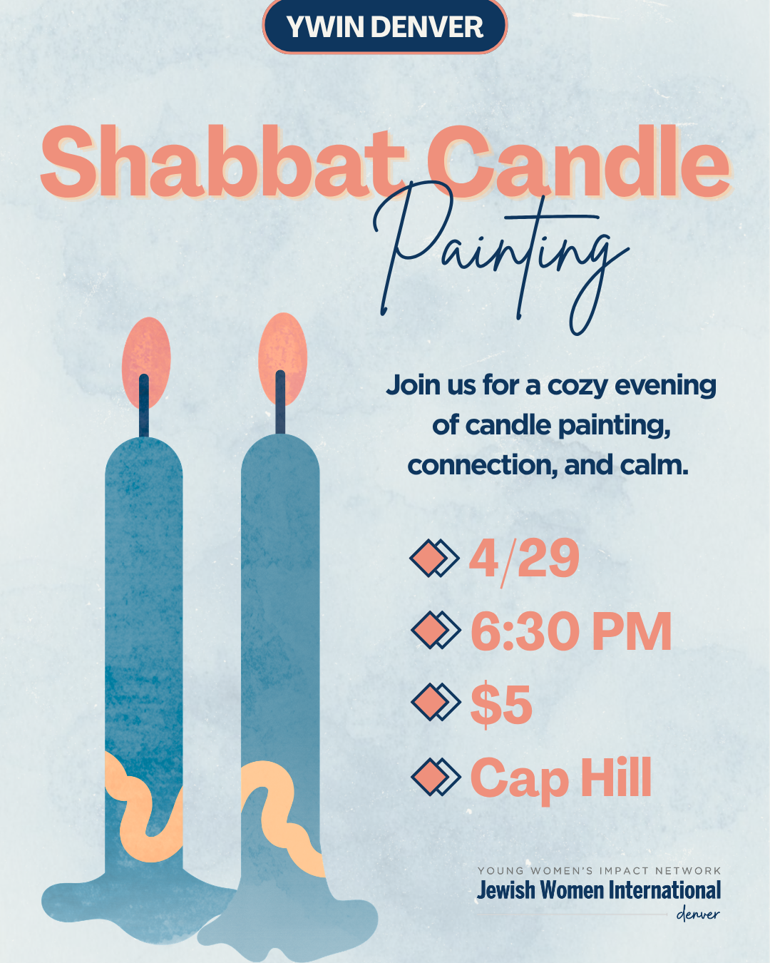 YWIN Denver: Shabbat Candle Painting