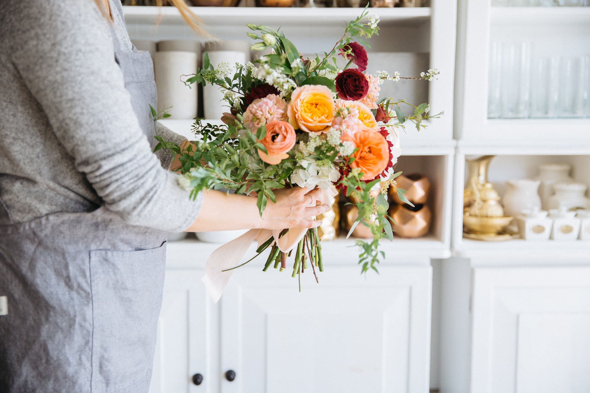 Milieu Florals Assembling Peach Bold Bouquet OC Portrait Event Photographer