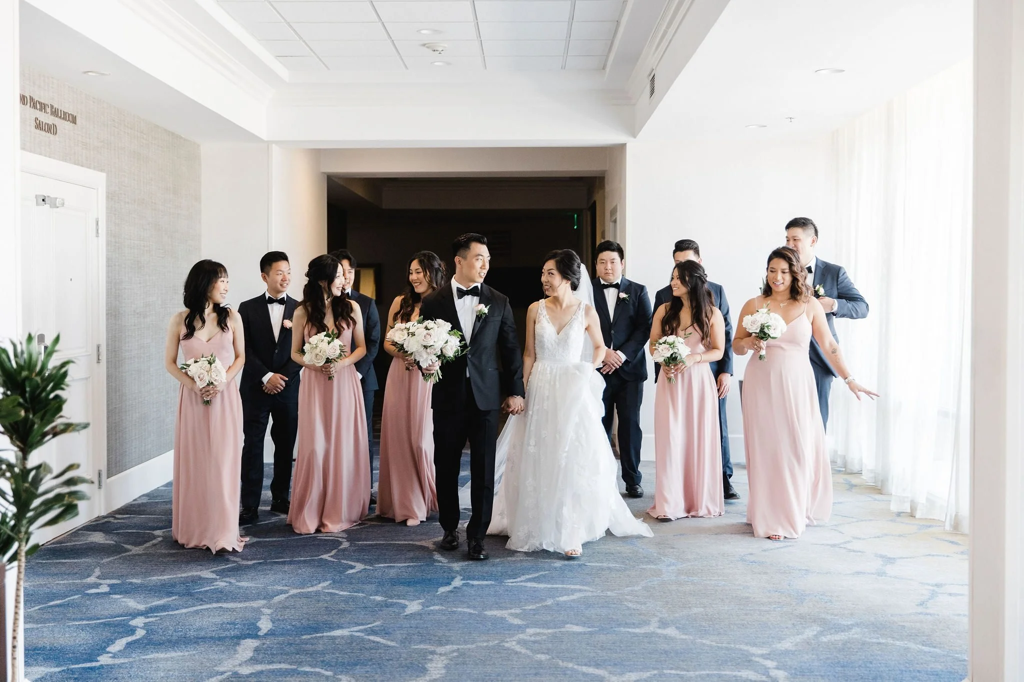 wedding party walking
