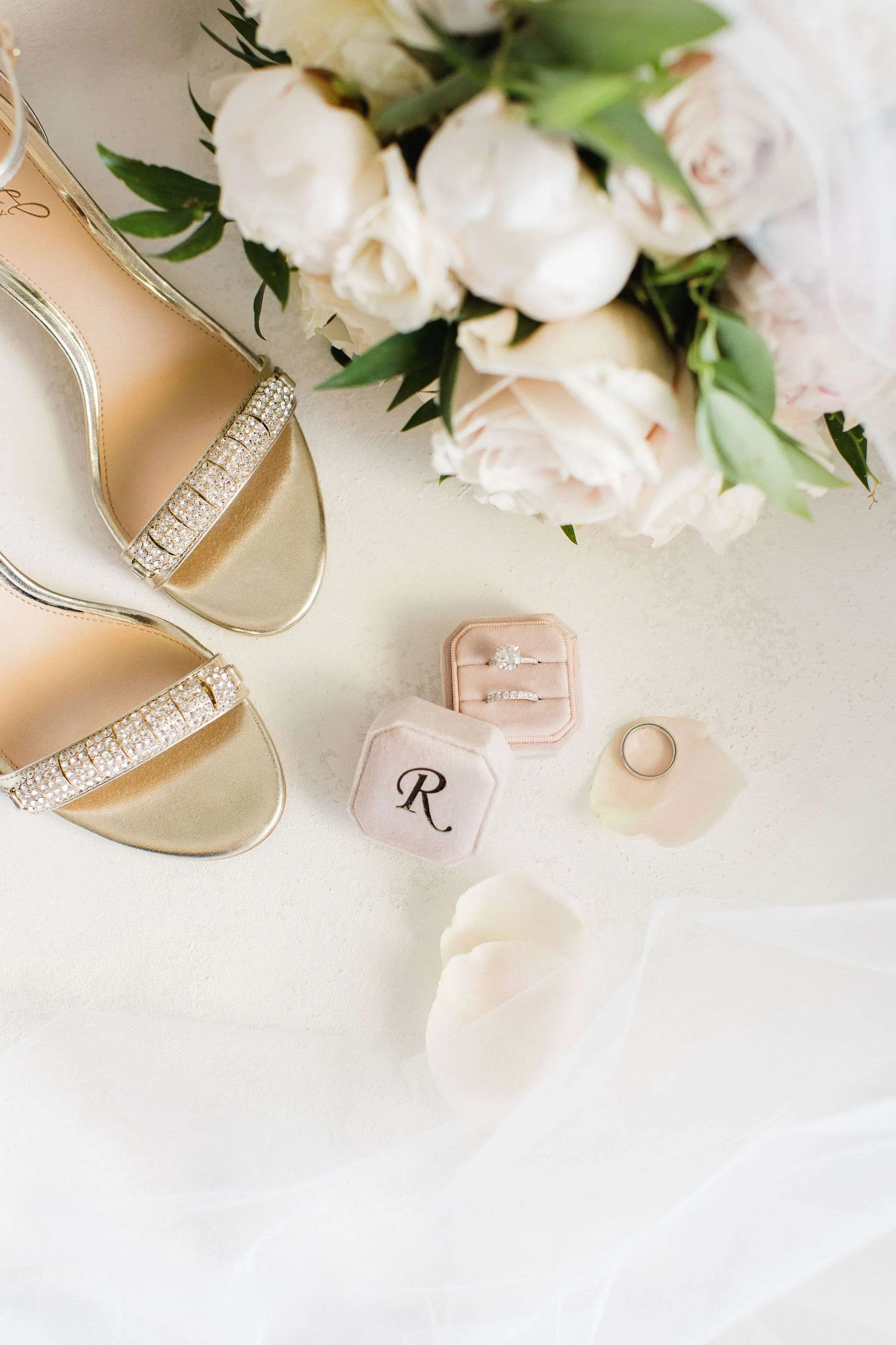 wedding details shoes and rings