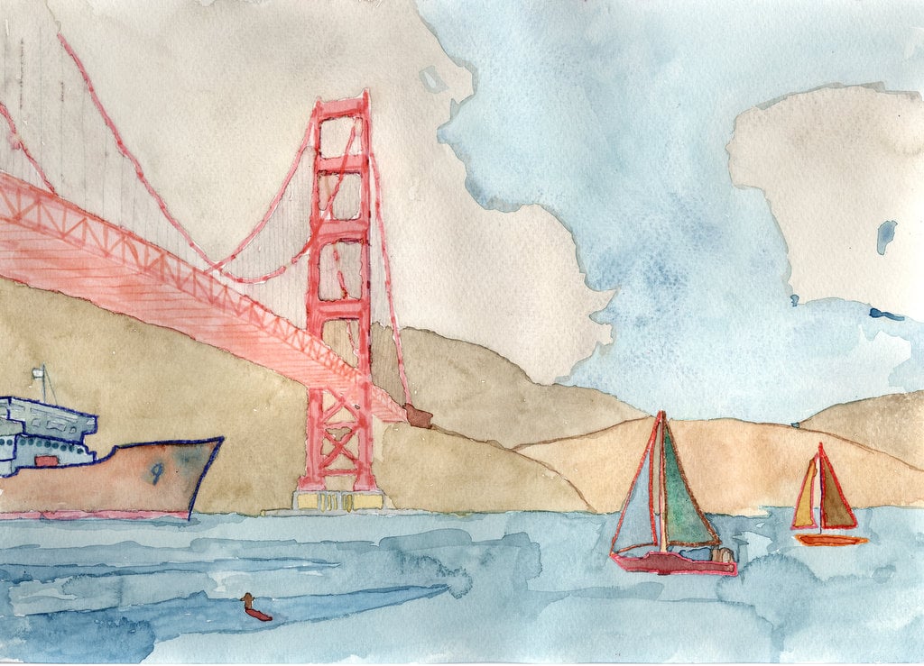 ​Golden Gate Bridge with Sail Boats