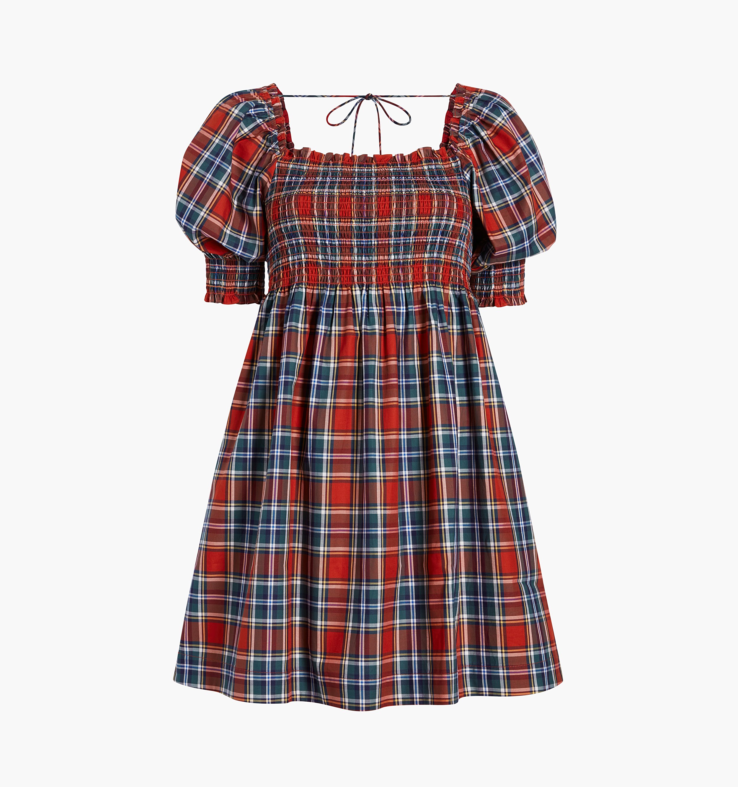 HHH454_The Athena Midi Sleeve Nap Dress_Red Tartan_A.jpg